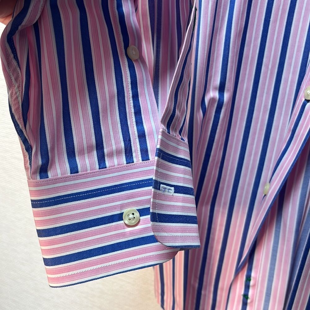 EUC Men's Striped Shirt - Pink and Blue - Picture 6 of 12